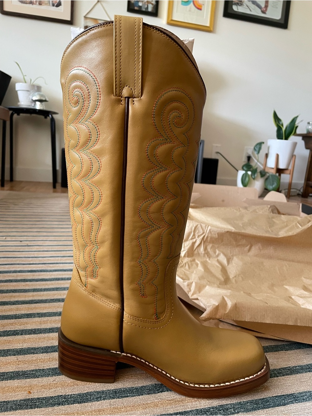 Frye Campus Deco Stitch Leather Knee-High Boots in Banana - Picture 5 of 12